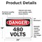 Signmission 480 Volts Danger Sign, Vinyl Decal, 24in W x 18in L, 2PK OS-2PACK-DS-D-1824-L-19262 - alternate 3